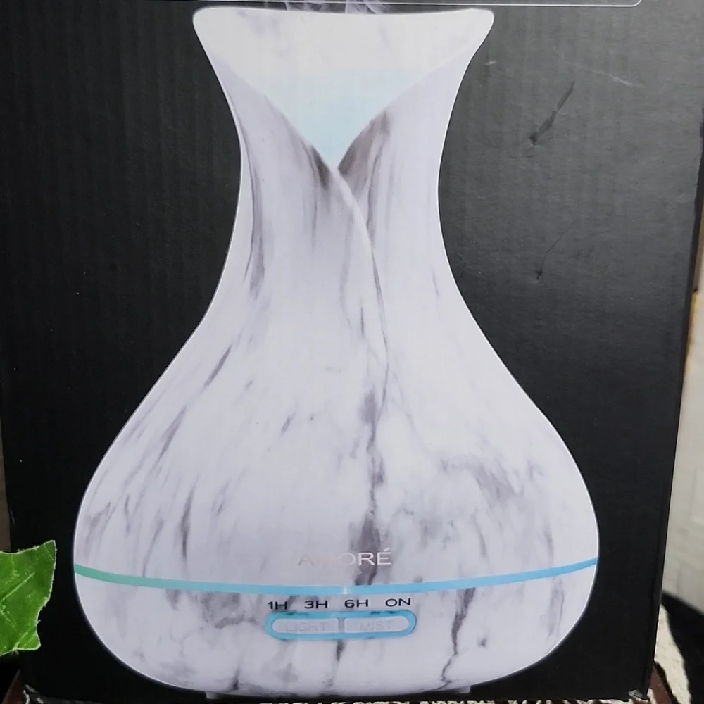 👉*NWT* WHITE MARBLE ULTRASONIC 300ML AROMA DIFFUSER ~7 COLORS LED LIGHT ~NIB